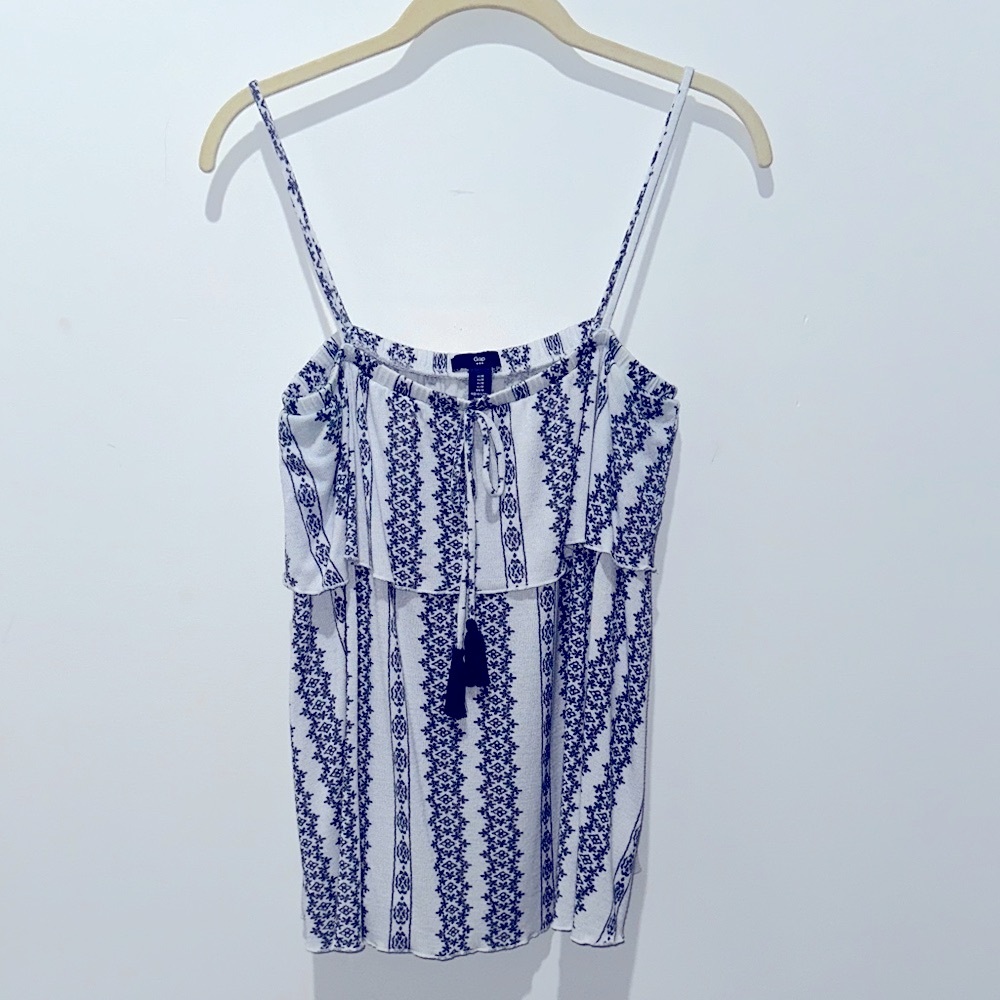 Navy and White Patterned Summer Top